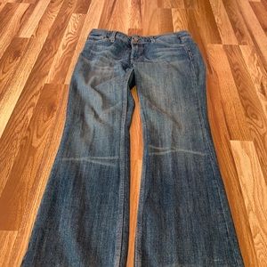 Blue jeans with pink embroideries